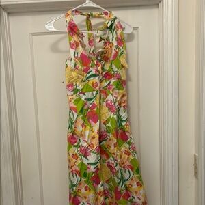 Lilly Pulitzer Floral Midi Dress - Pink, Green, Yellow